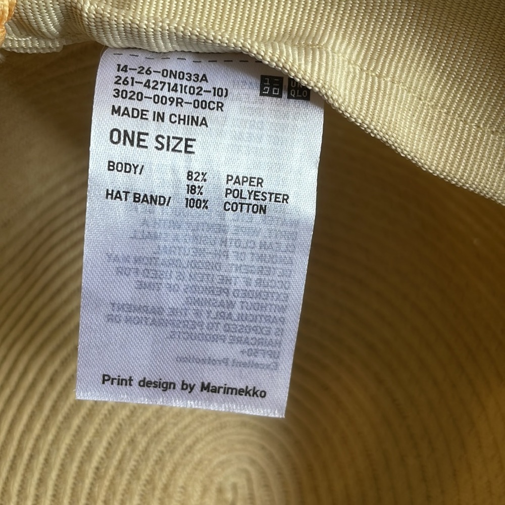 Uniqlo | Marimekko Women's Sun Hat with Orange & Grey Stripe Fabric Band - Picture 13 of 16